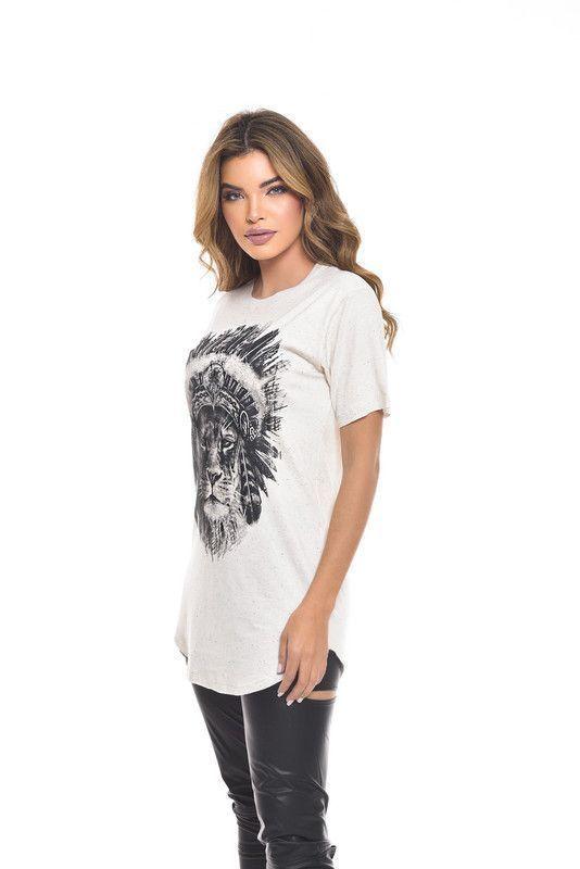 POLERA OVERSIZE ESTAMPADA LION WHITE RC-5-1