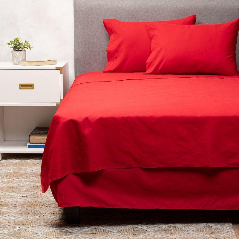 Cubrecolchon + Faldon + Sabana Roja 1 Plaza-0