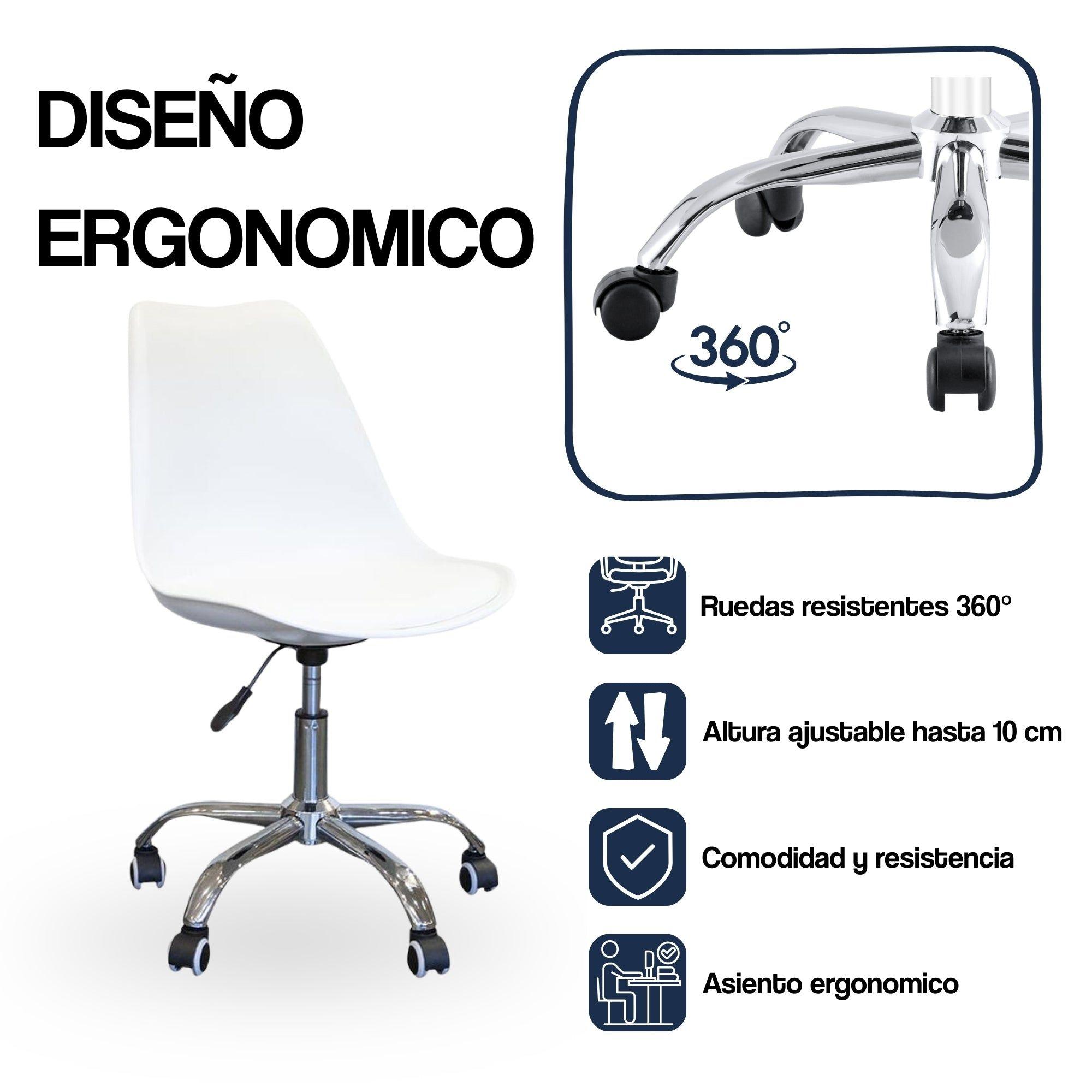 Silla de Oficina Ergonómica Shanghai Blanca Altura Ajustable-3