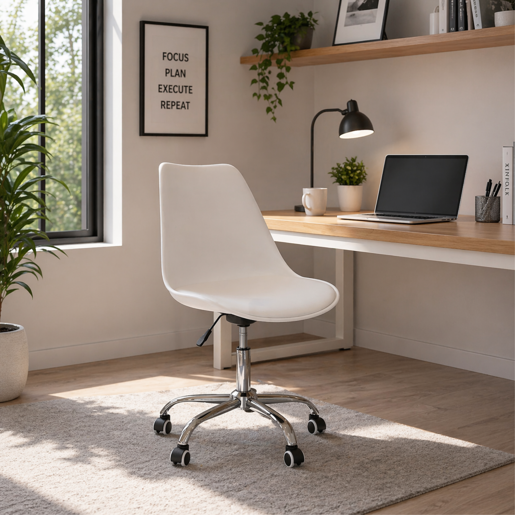 Silla de Oficina Ergonómica Shanghai Blanca Altura Ajustable-8