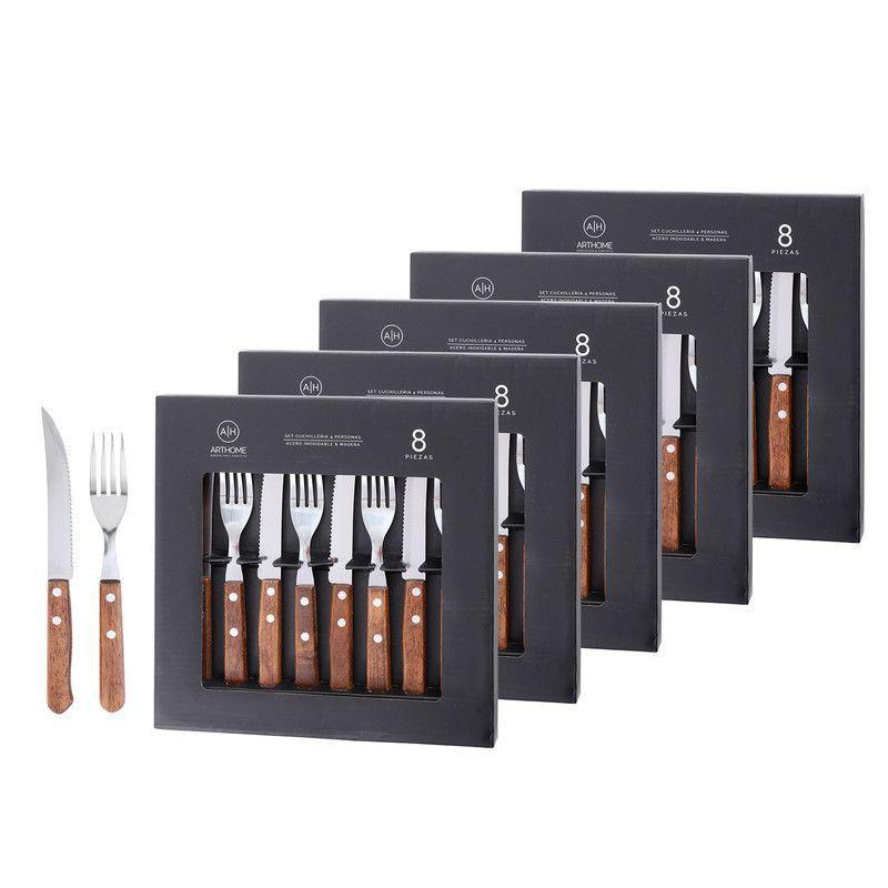 Set Parrilla 40 Piezas Cubiertos Acero Inoxidable Arthome PAR70-0