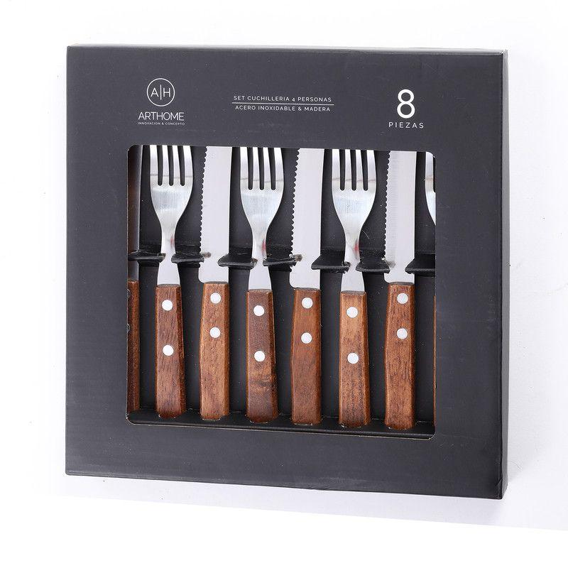 Set Parrilla 24 Piezas Cubiertos Acero Inoxidable Arthome PAR68-3