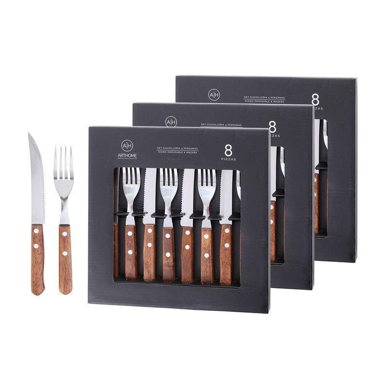 Set Parrilla 24 Piezas Cubiertos Acero Inoxidable Arthome PAR68-0