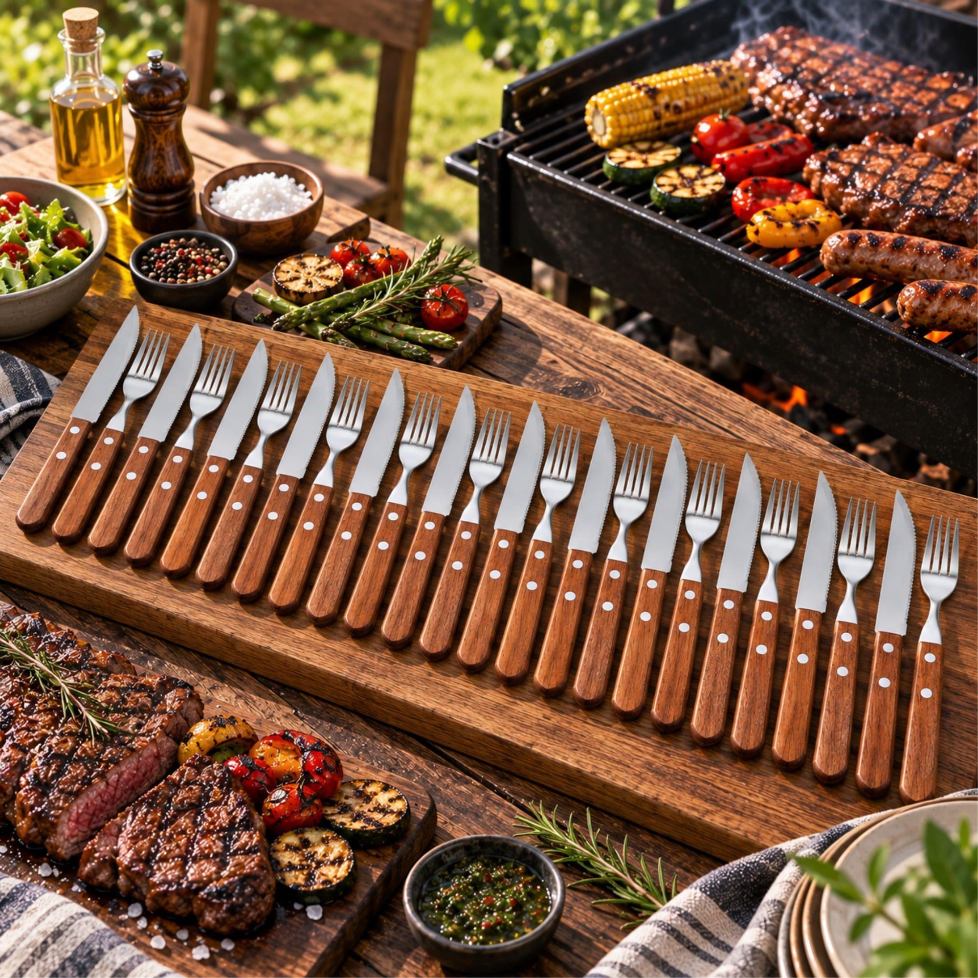 Set Parrilla 24 Piezas Cubiertos Acero Inoxidable Arthome PAR68-4