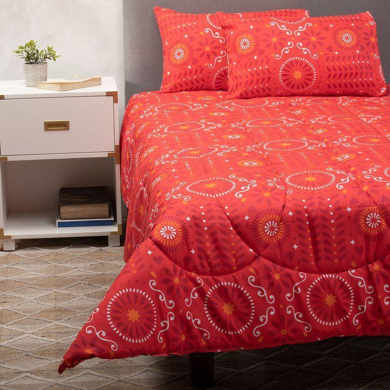 Plumon Mexico Rojo 2 Pl + Pack Almohadas Negra Arthome-6