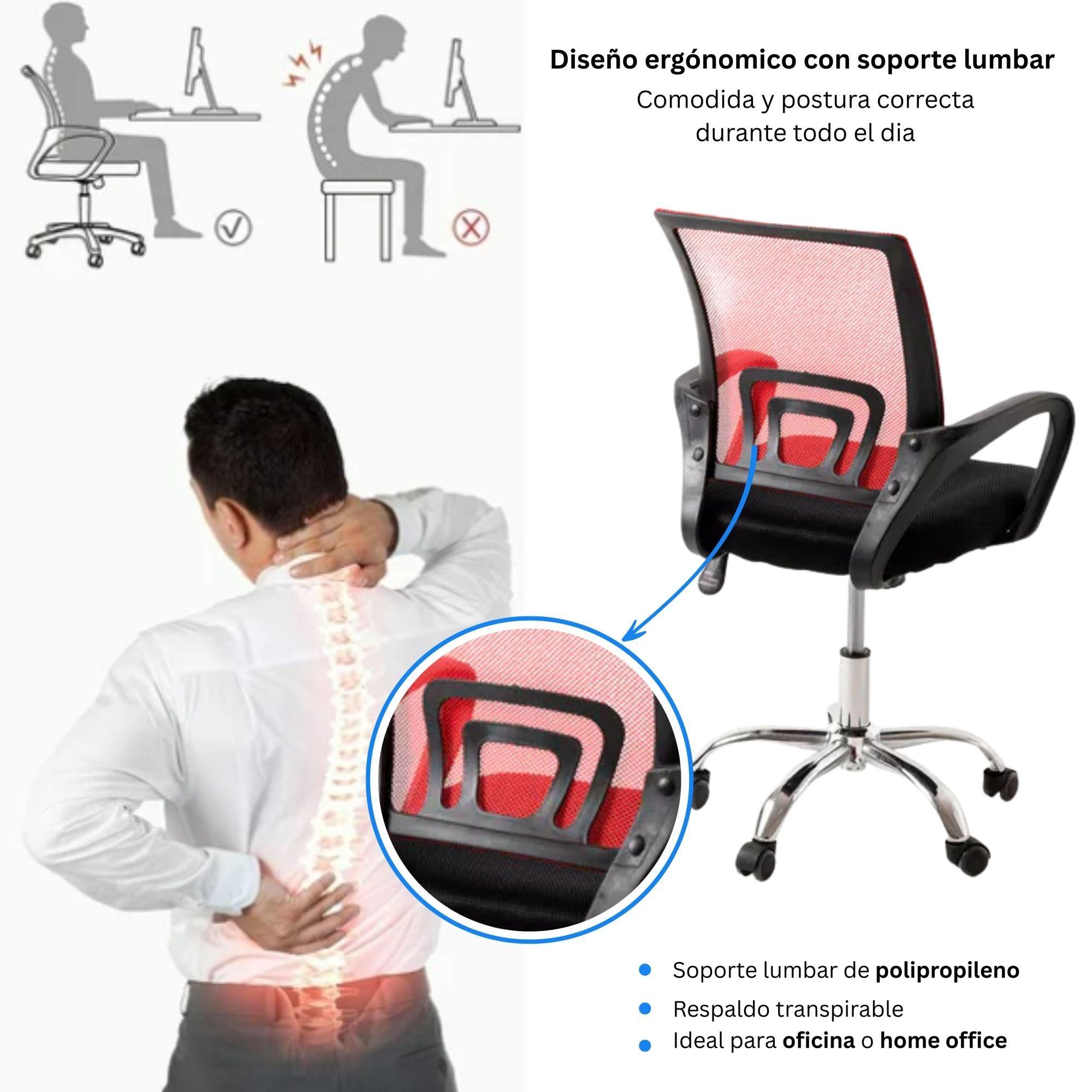 Combo Oficina 1 Escritorio Cartagena + Silla New York Negra y Roja-5