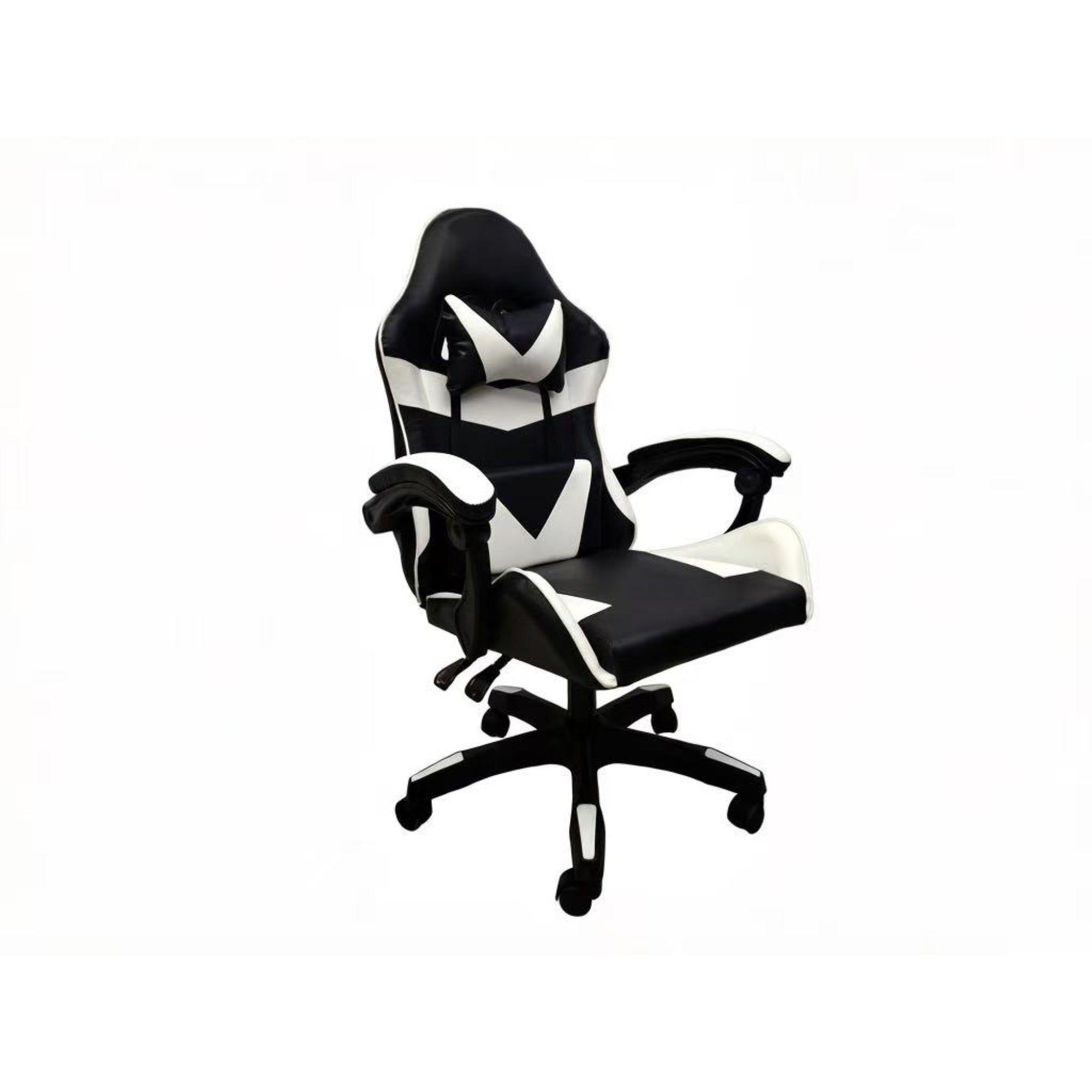 Silla Gamer Tokio Ergonómica Negra y Blanca Reclinable Con Cojines-0