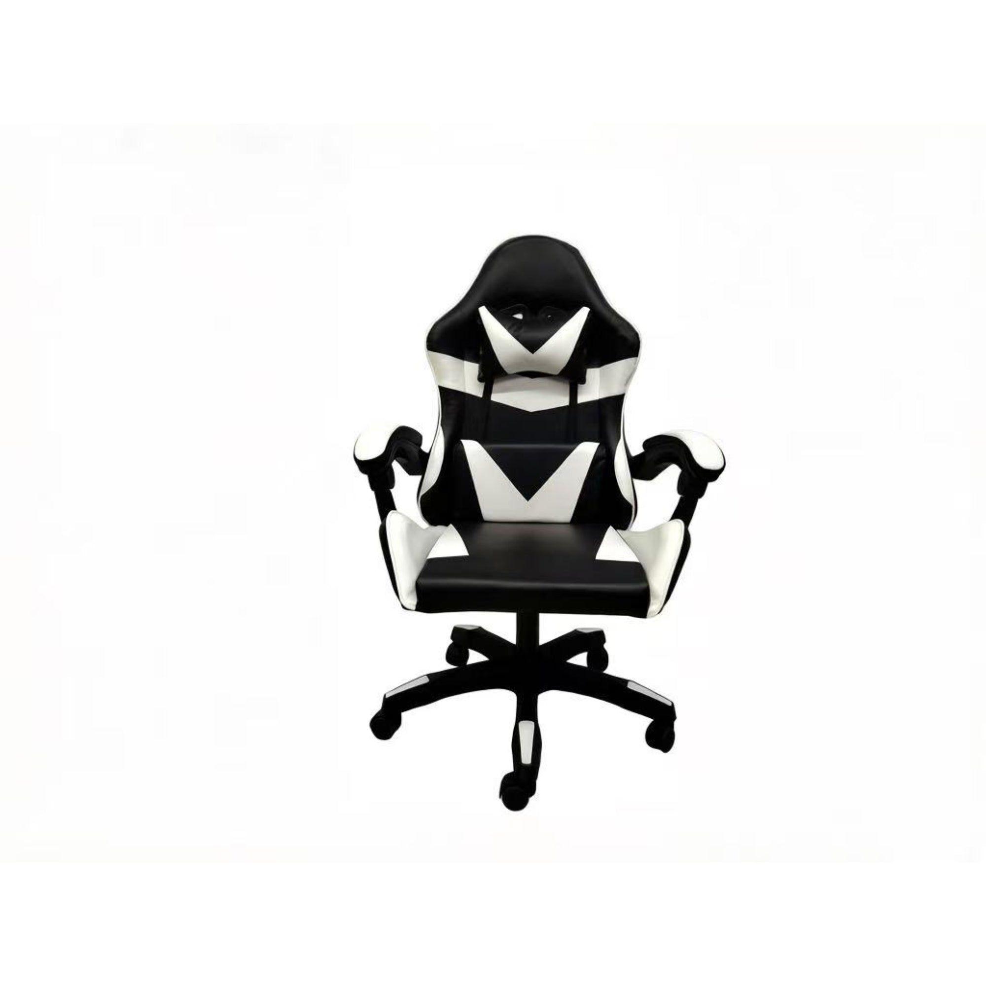 Silla Gamer Tokio Ergonómica Negra y Blanca Reclinable Con Cojines-2