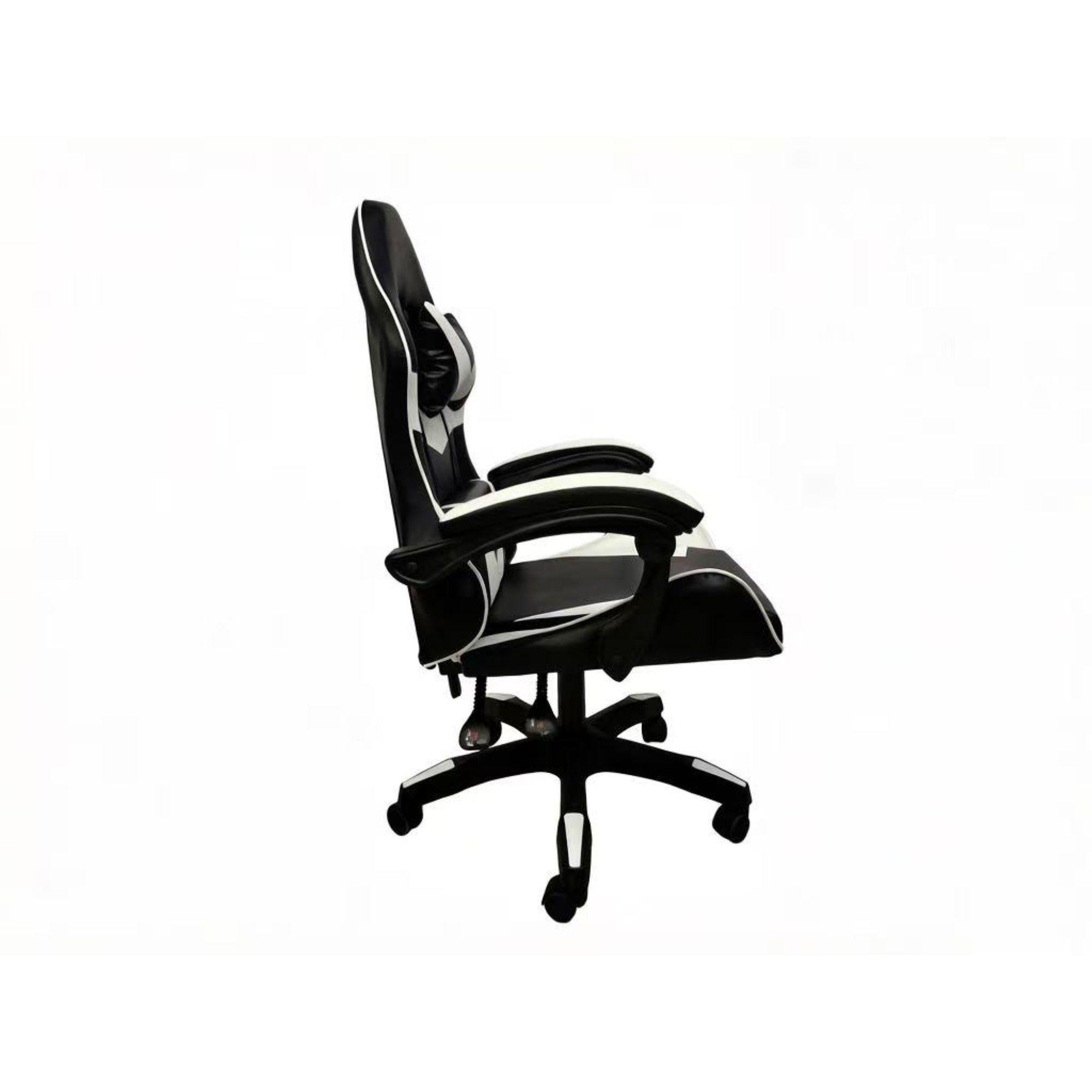 Silla Gamer Tokio Ergonómica Negra y Blanca Reclinable Con Cojines-3