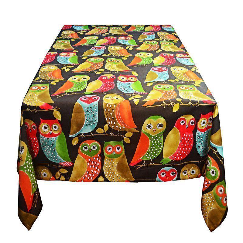 Mantel Rectangular buho fondo negro 200 cm x 150 cm-2