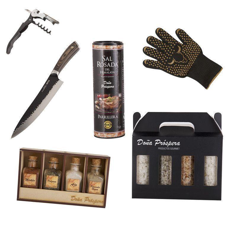 Set Parrillero 233 Wayu + Mix Sales Gourmet 6 Piezas Profesional-0
