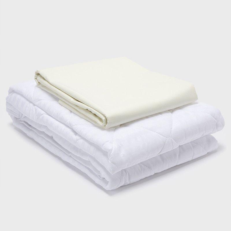 COMBO SABANA BEIGE + CUBRECOLCHON 2 PLAZAS-0