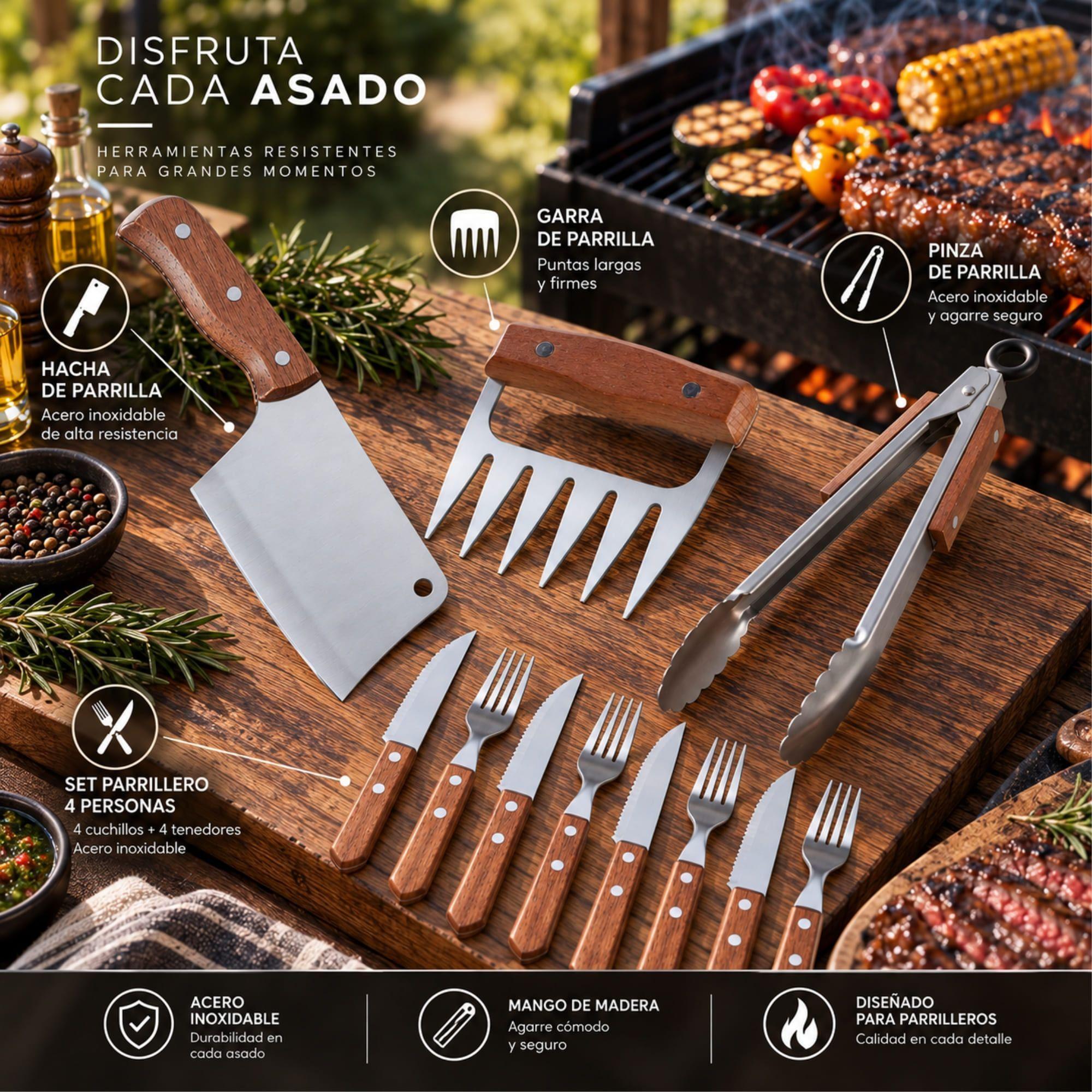 Set Parrilla 11 Piezas Acero Inoxidable Arthome PAR66-7
