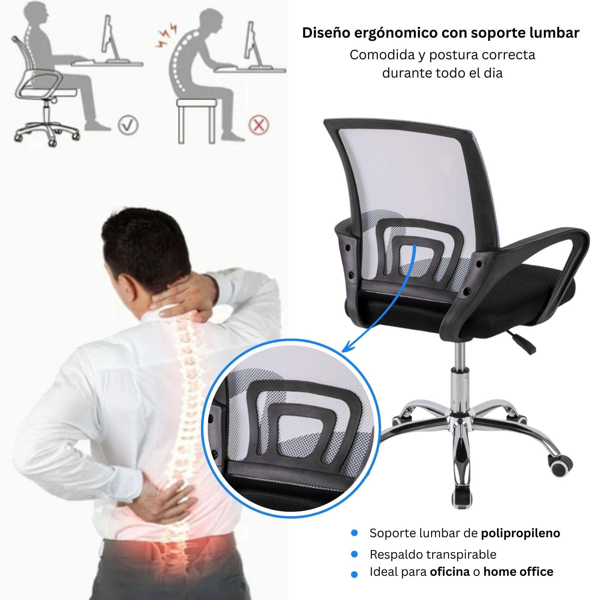Combo Oficina 1 Escritorio Blanco + Silla New York Negra y Gris-5