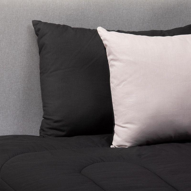 Plumon Negro Gris 2 Pl + Pack Almohadas Negra Arthome-6