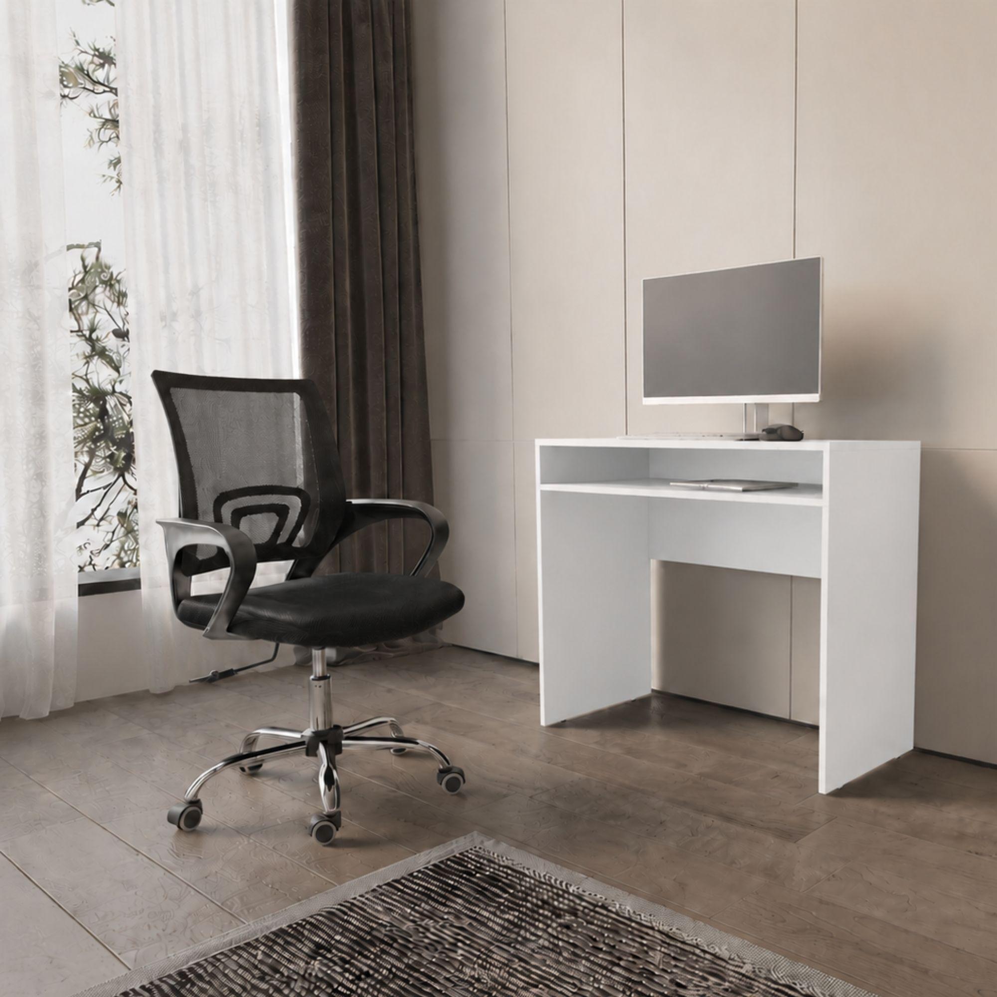 Combo Oficina 1 Escritorio Blanco + Silla New York Negra-0