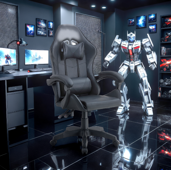 SILLA GAMER PRO TOKIO ERGONOMICA RECLINABLE COLOR NEGRO BMG-17B-1