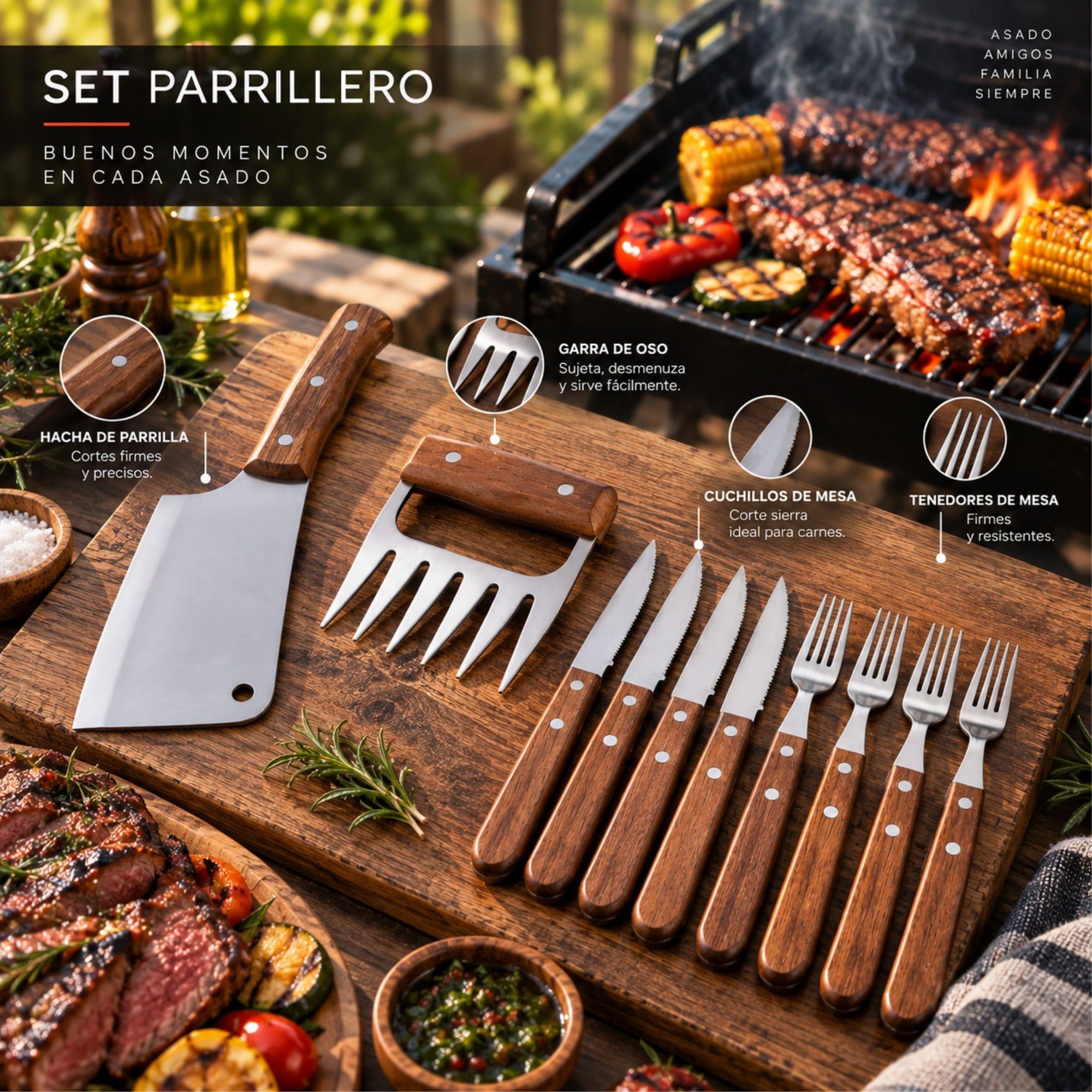 Set Parrilla 10 Piezas Acero Inoxidable Arthome PAR62-6