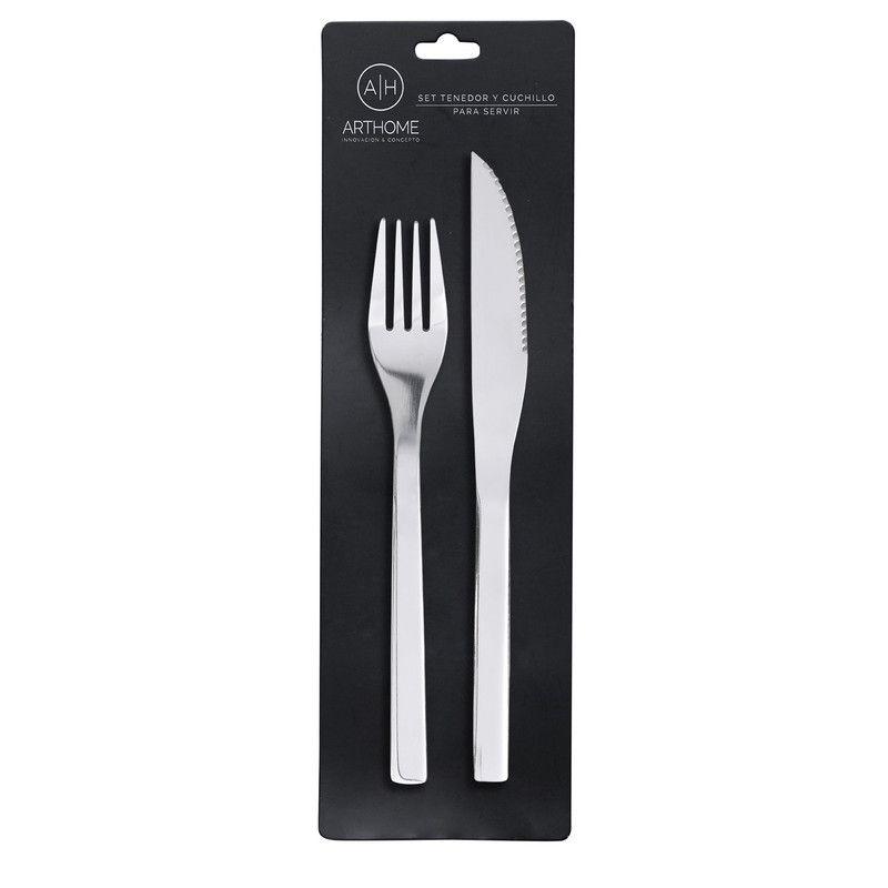 Set Cubiertos 6 Piezas Acero Inoxidable + Tabla Blanca Arthome CUC39-3