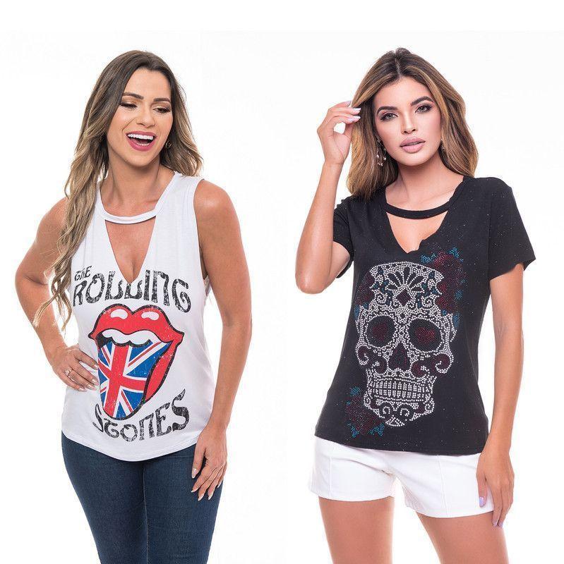 Pack 2 Poleras, Choker con Manga y Choker sin Manga Rock Caviar 3-0