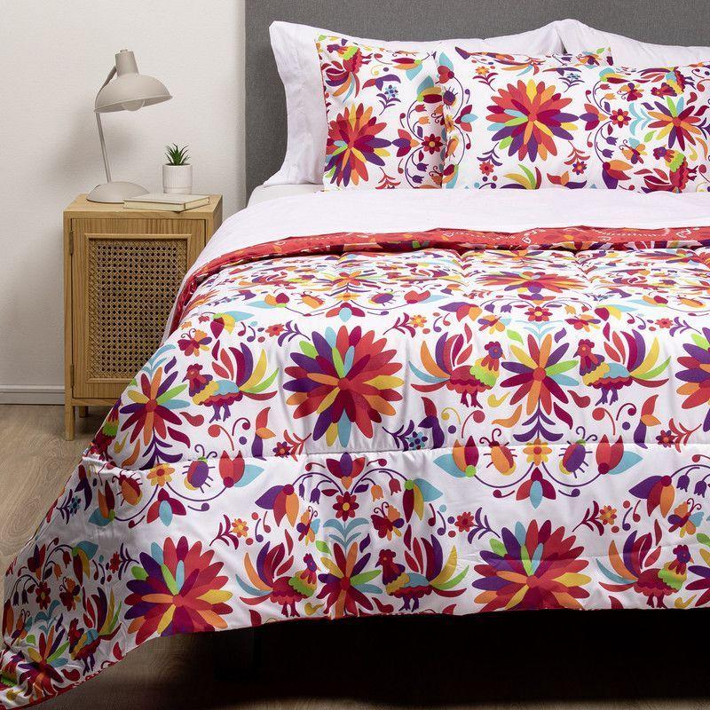 PLUMON MEXICO REVERSIBLE ESTAMPADO ROJO 2 PLAZAS-2