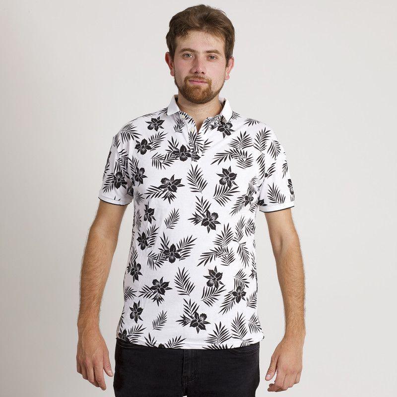 POLERA HOMBRE HAWAIANA MC CUELLO POLO BLANCA-0