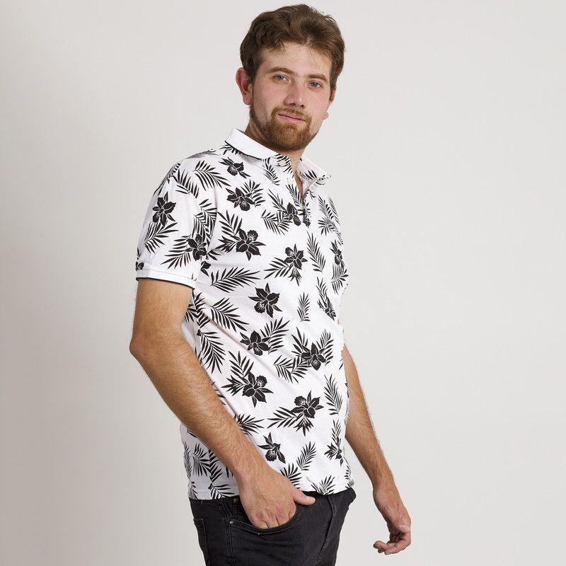 POLERA HOMBRE HAWAIANA MC CUELLO POLO BLANCA-1
