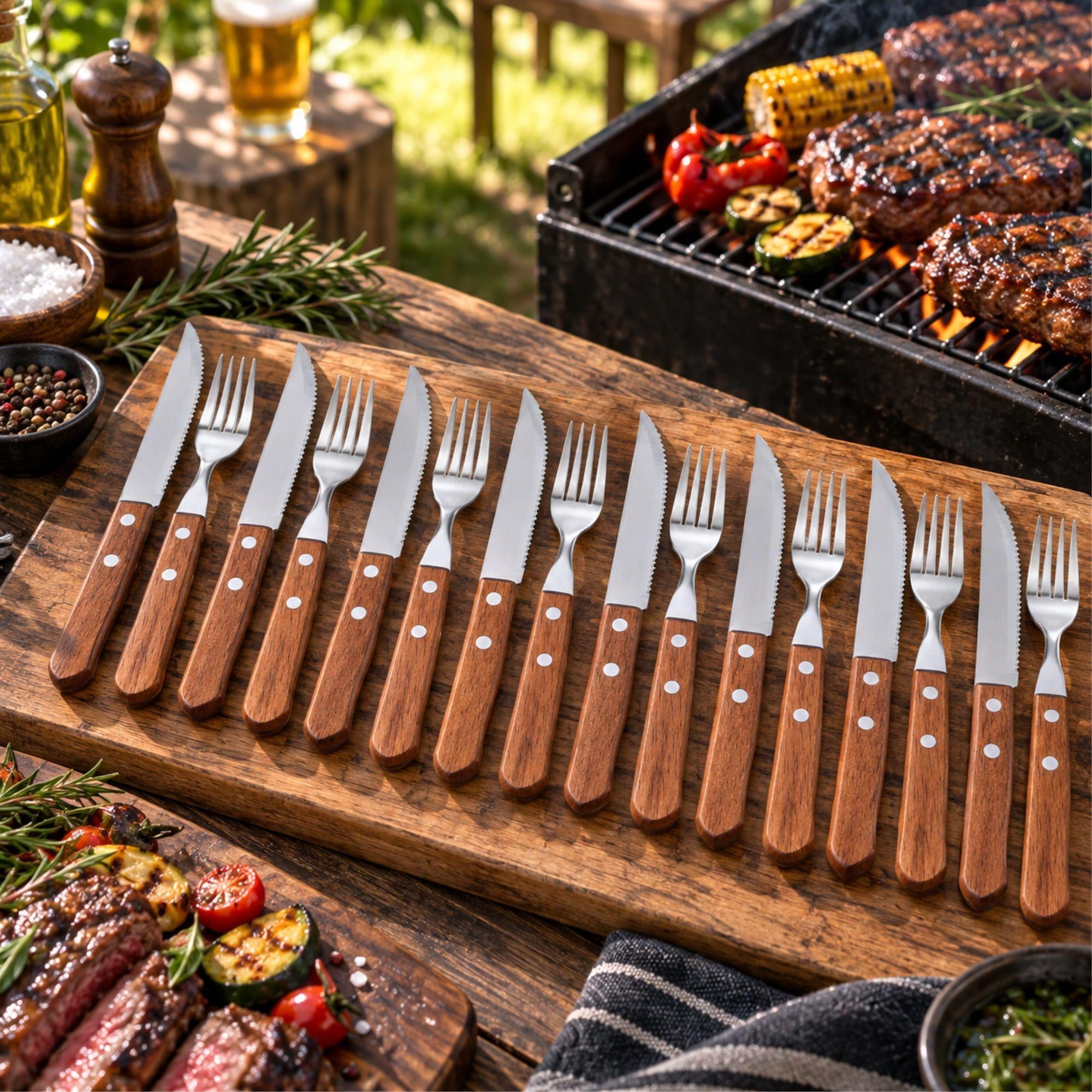 Set Parrilla 16 Piezas Cubiertos Acero Inoxidable Arthome PAR67-4