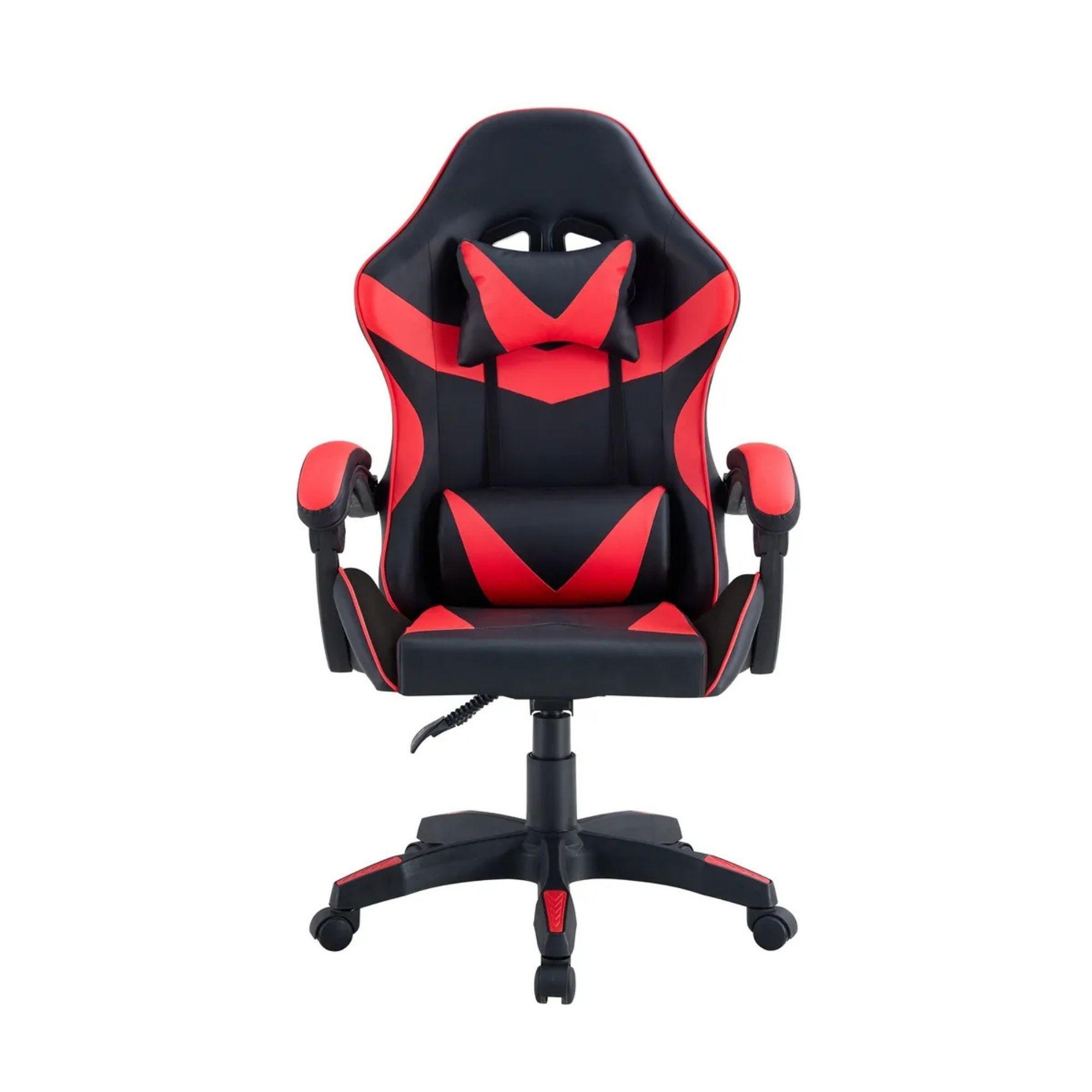 Silla Gamer Tokio Ergonómica Negro y Roja Reclinable Con Cojines-1