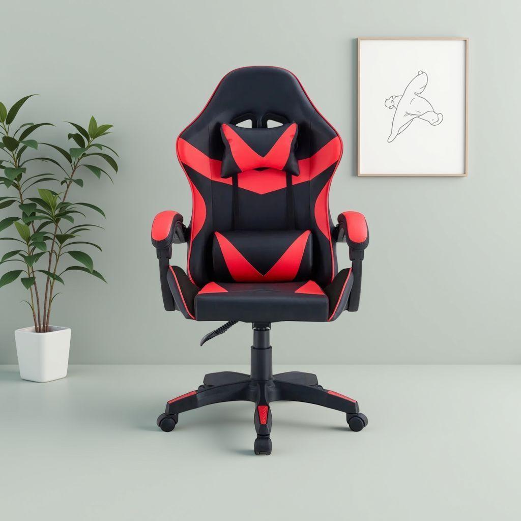 Silla Gamer Tokio Ergonómica Negro y Roja Reclinable Con Cojines-6