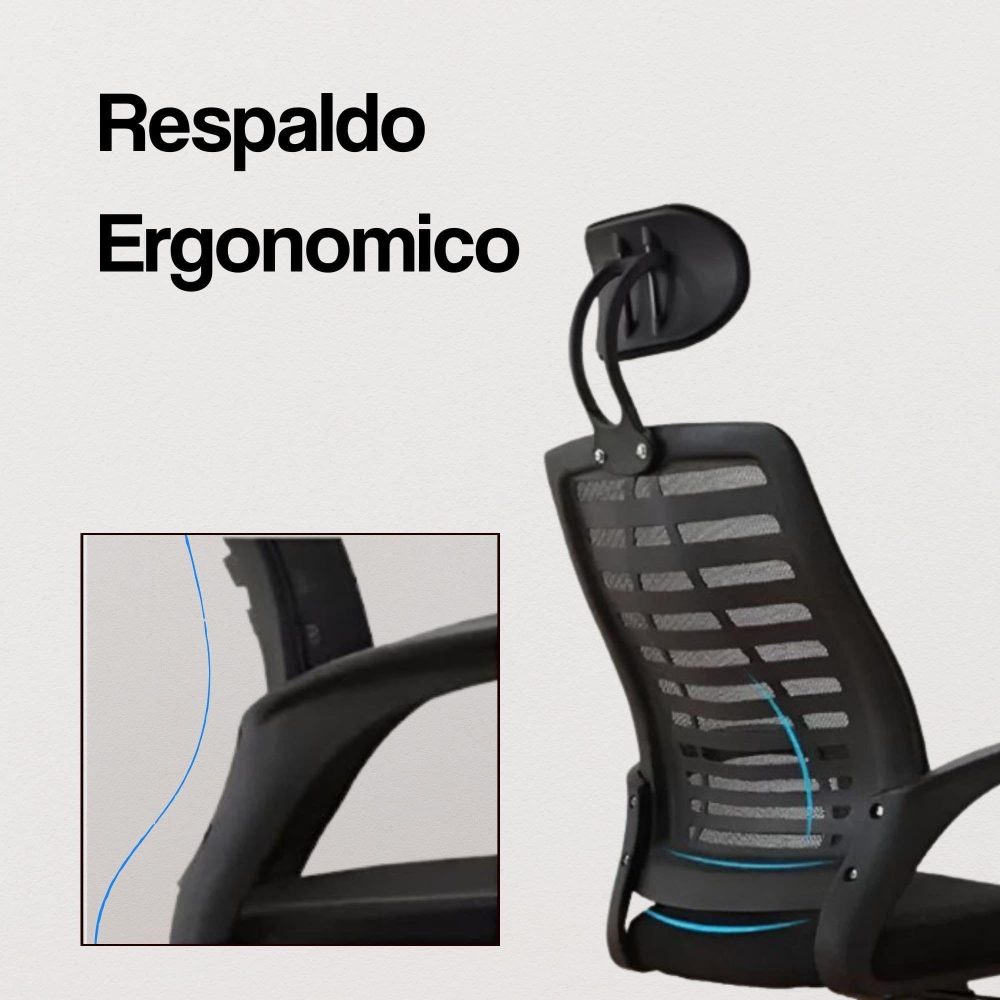 Silla De Oficina Ejecutiva Madrid Ergonomica Color Negra y Gris-2