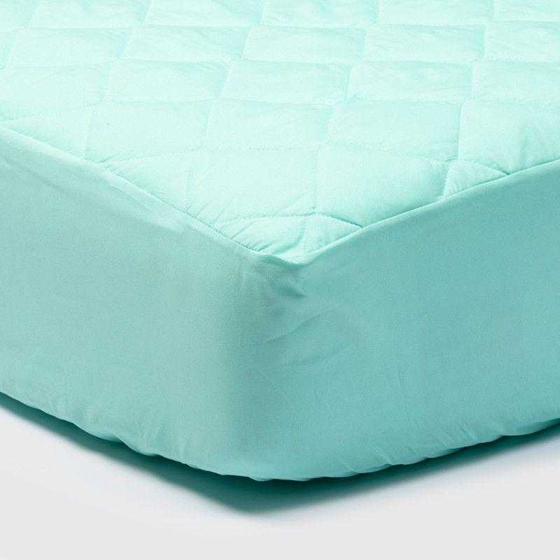 Cubrecolchon Turquesa + Faldon + Sabana Blanca 1 Plaza-3