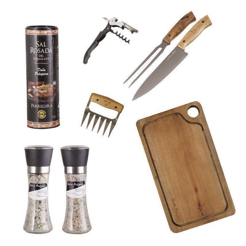 Set Parrillero 228 Wayu + Mix Sales Gourmet 7 Piezas Profesional-0