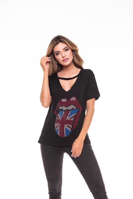 POLERA CHOKER PEDRERIA ROLLING ENGLAND BLACK RC3-0