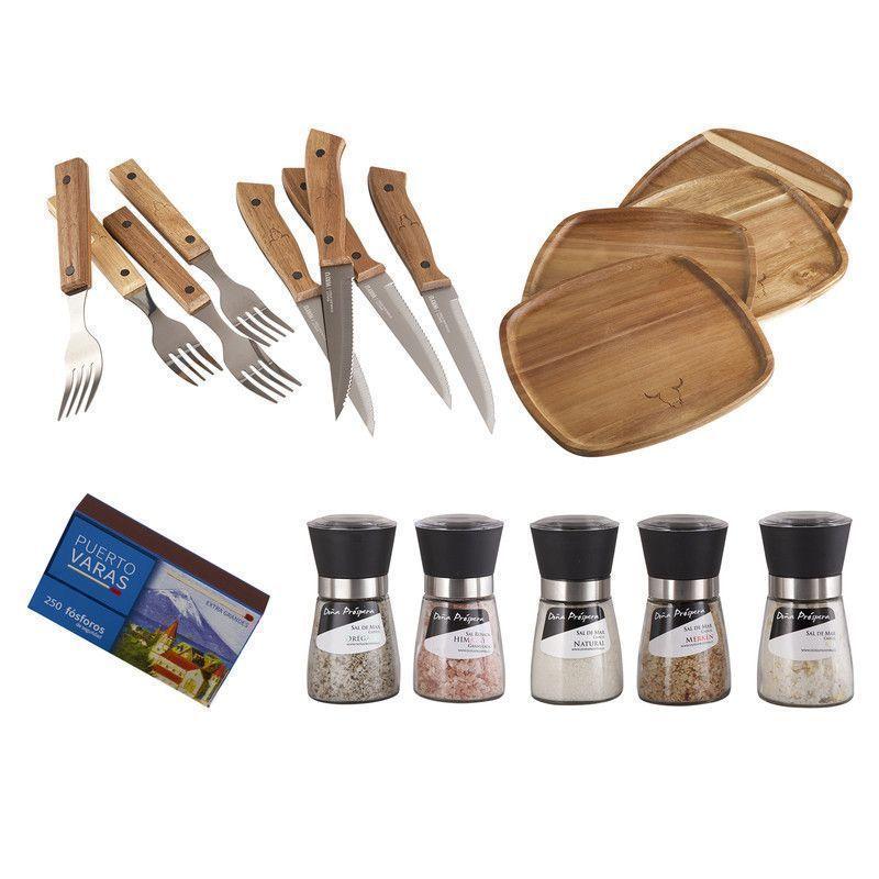 Set Parrillero 200 WAYU + Mix Sales Gourmet 11 Piezas Profesional-0