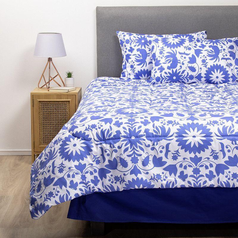 COMBO 48 PLUMON MEXICO REVERSIBLE AZUL 2 PLAZAS-1
