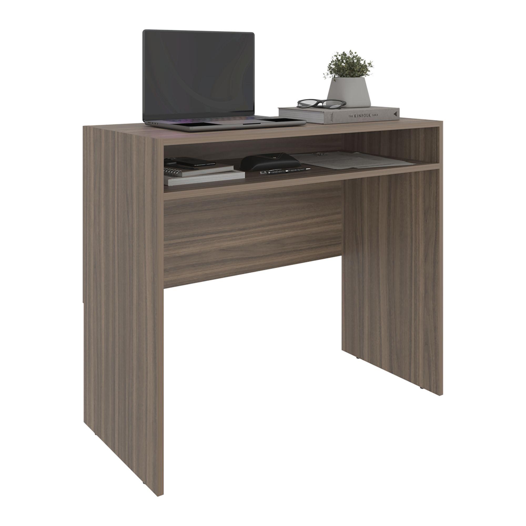 Combo Ofician 1 Escritorio Avellana + Silla New York Negra y Roja-2