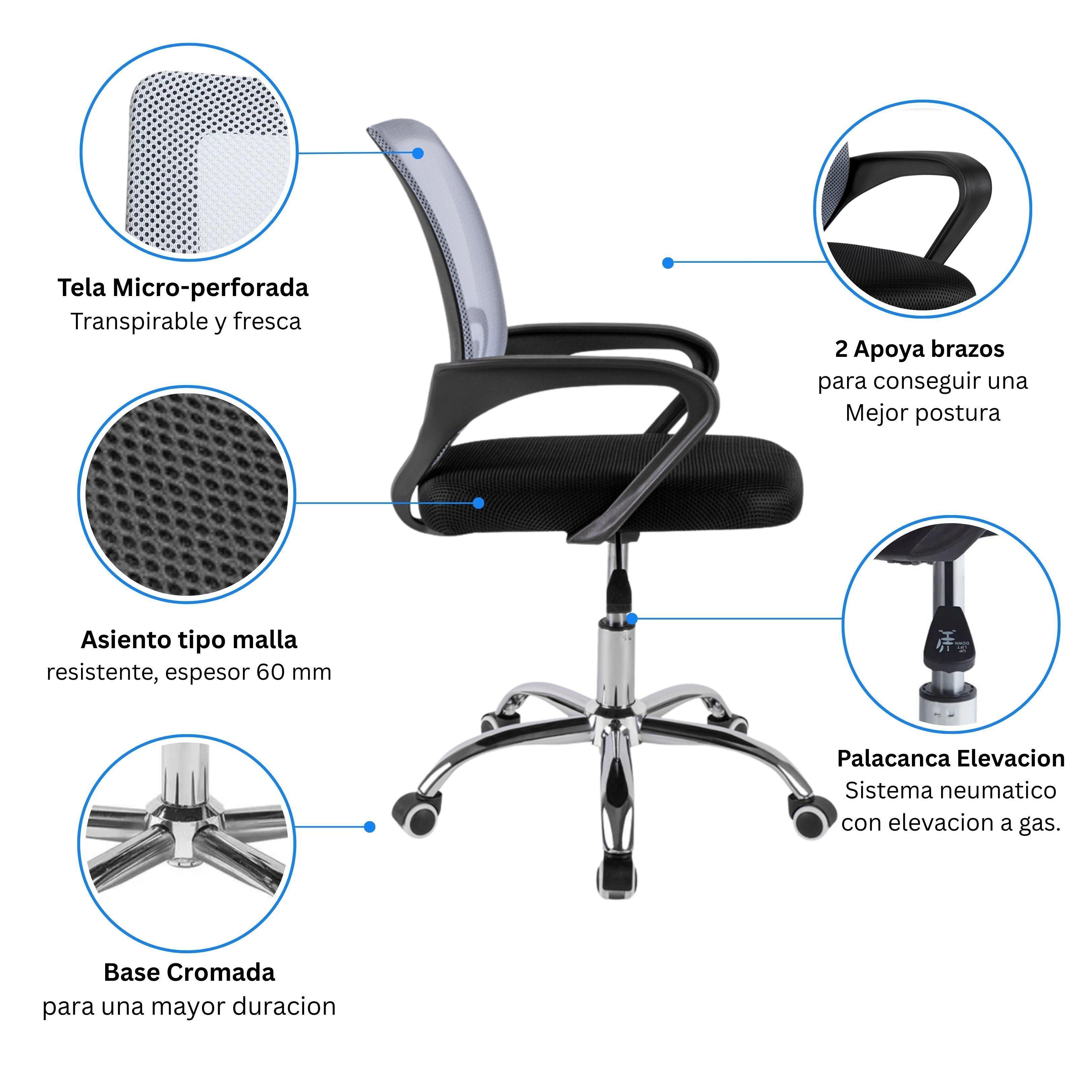 Silla Ejecutiva Ergonómica New York Gris Con Soporte Lumbar y Altura Ajustable-1