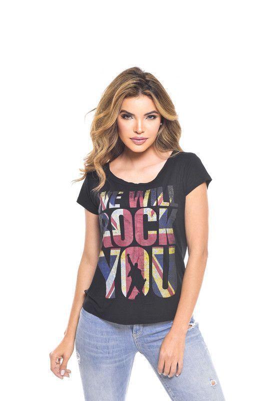 POLERA MC ESTAMPADA ROCK ENGLAND BLACK RC-22-1