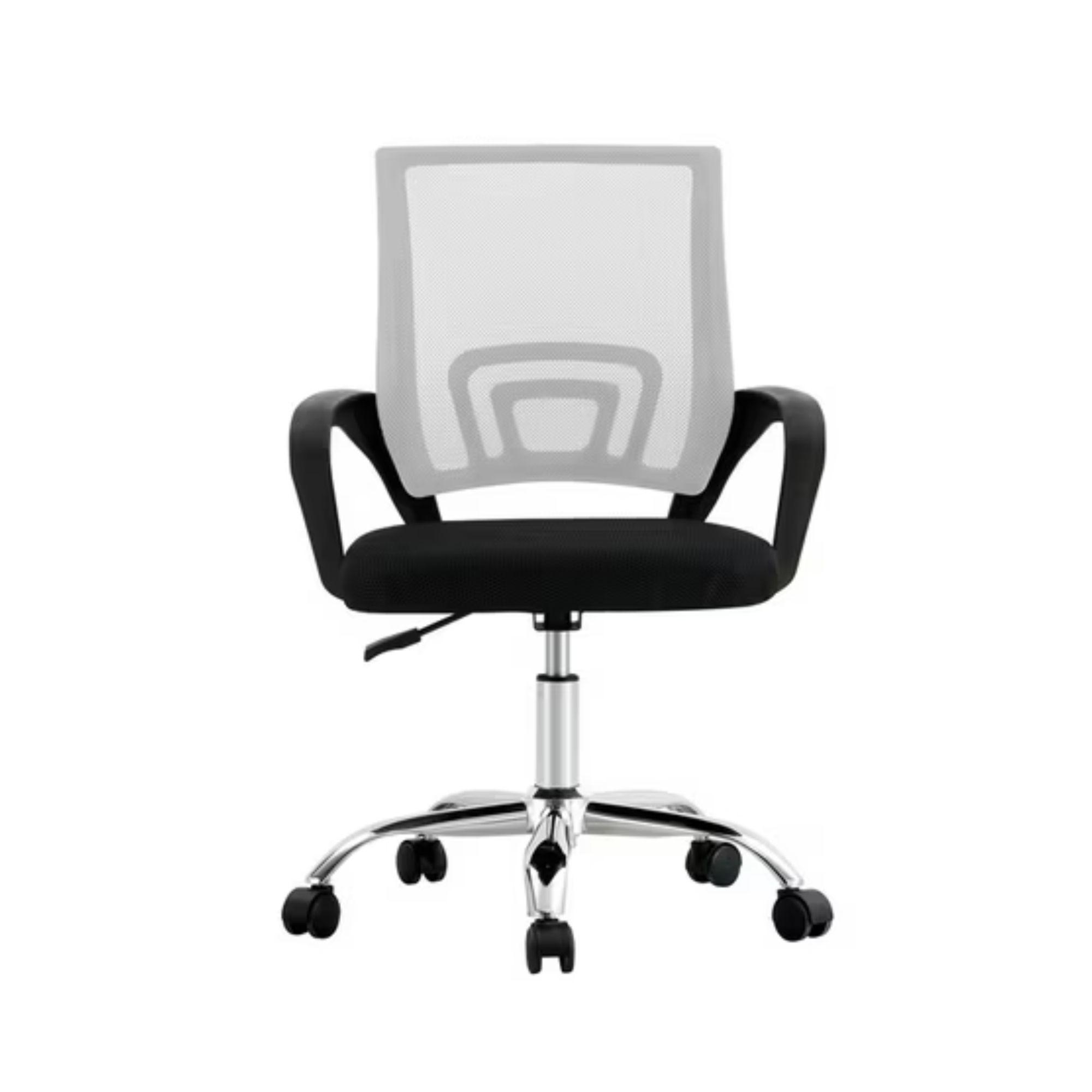 Combo Oficina 1 Escritorio Avellana + Silla New York Negra y Blanca-3