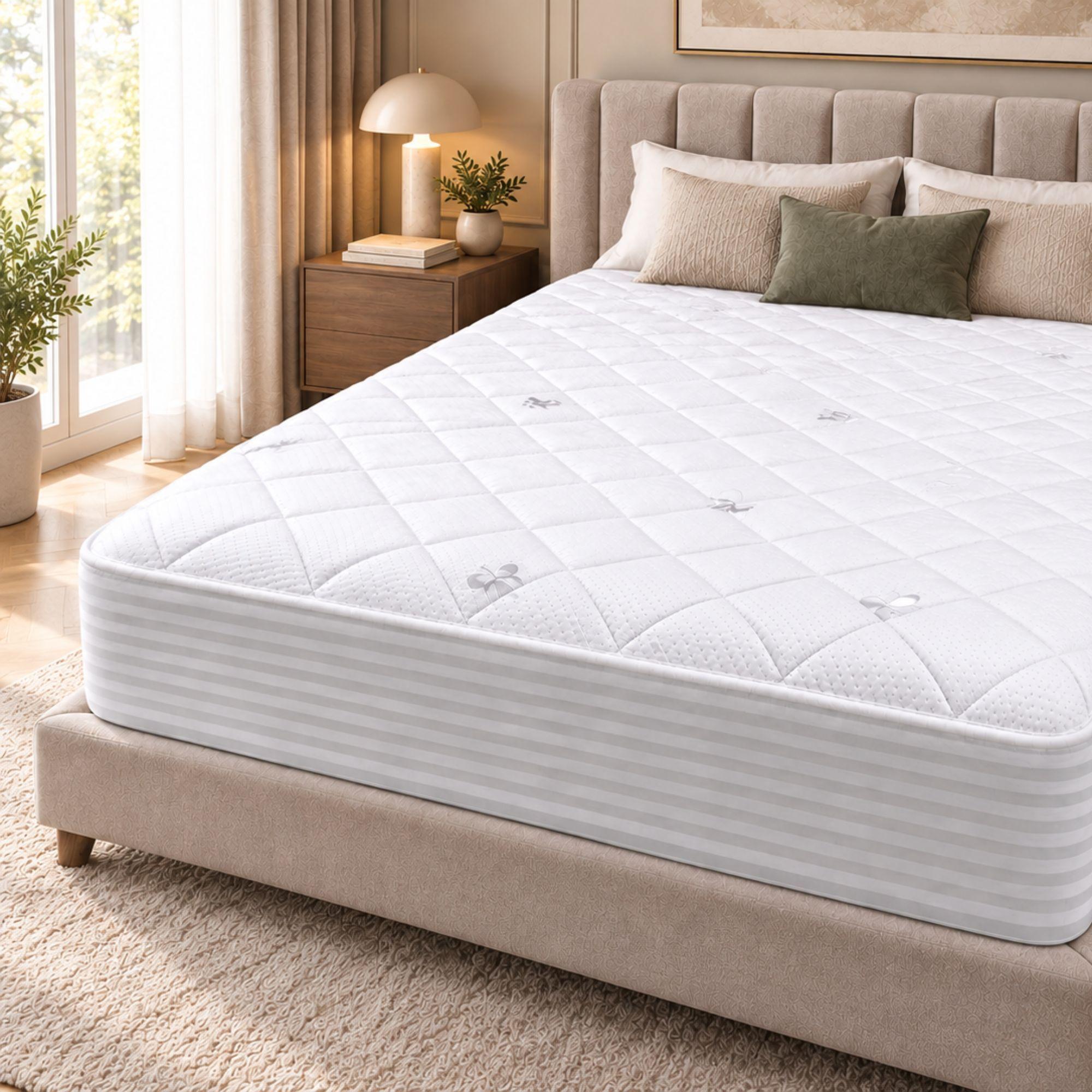 Cubrecolchón Protector Impermeable AquaBed Blanco King-1