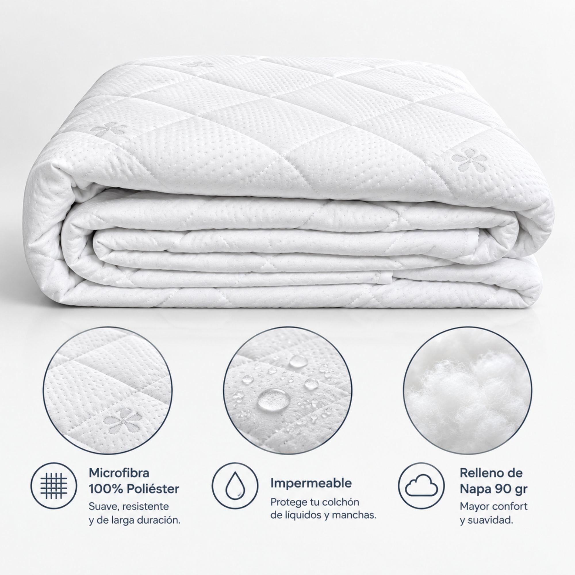 Cubrecolchón Protector Impermeable AquaBed Blanco King-5