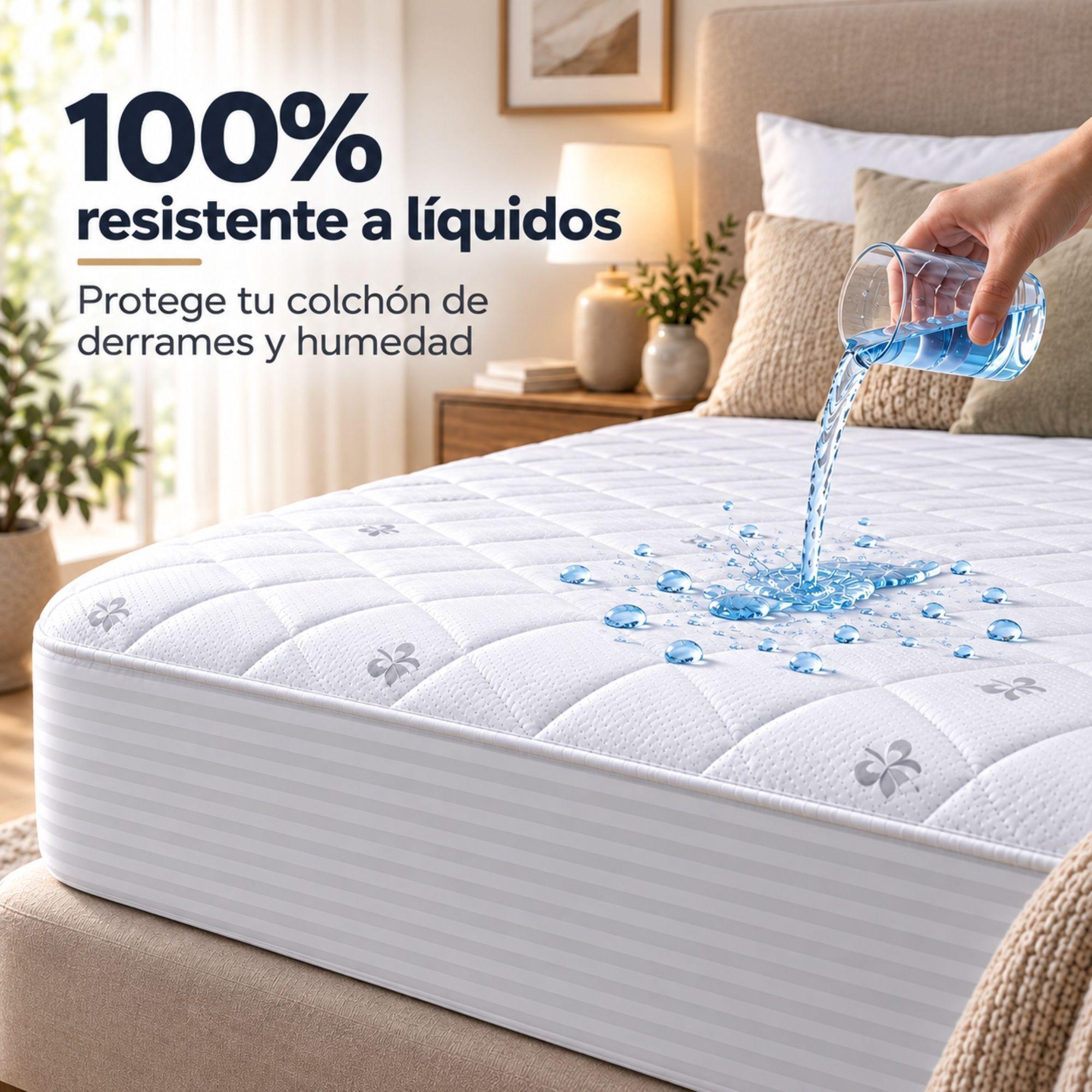Cubrecolchón Protector Impermeable AquaBed Blanco King-7