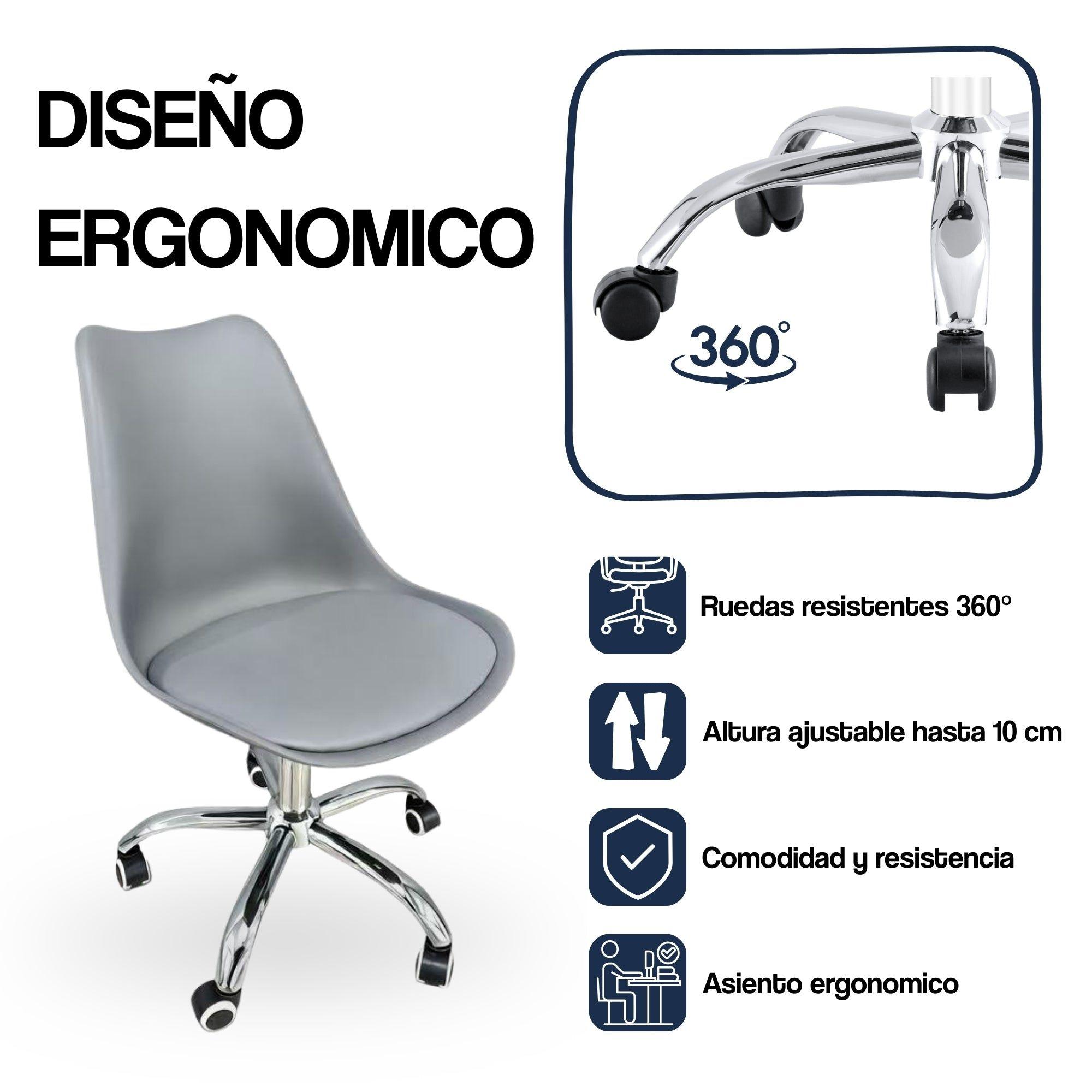 Silla de Oficina Ergonómica Shanghai Negra y Gris Altura Ajustable-3