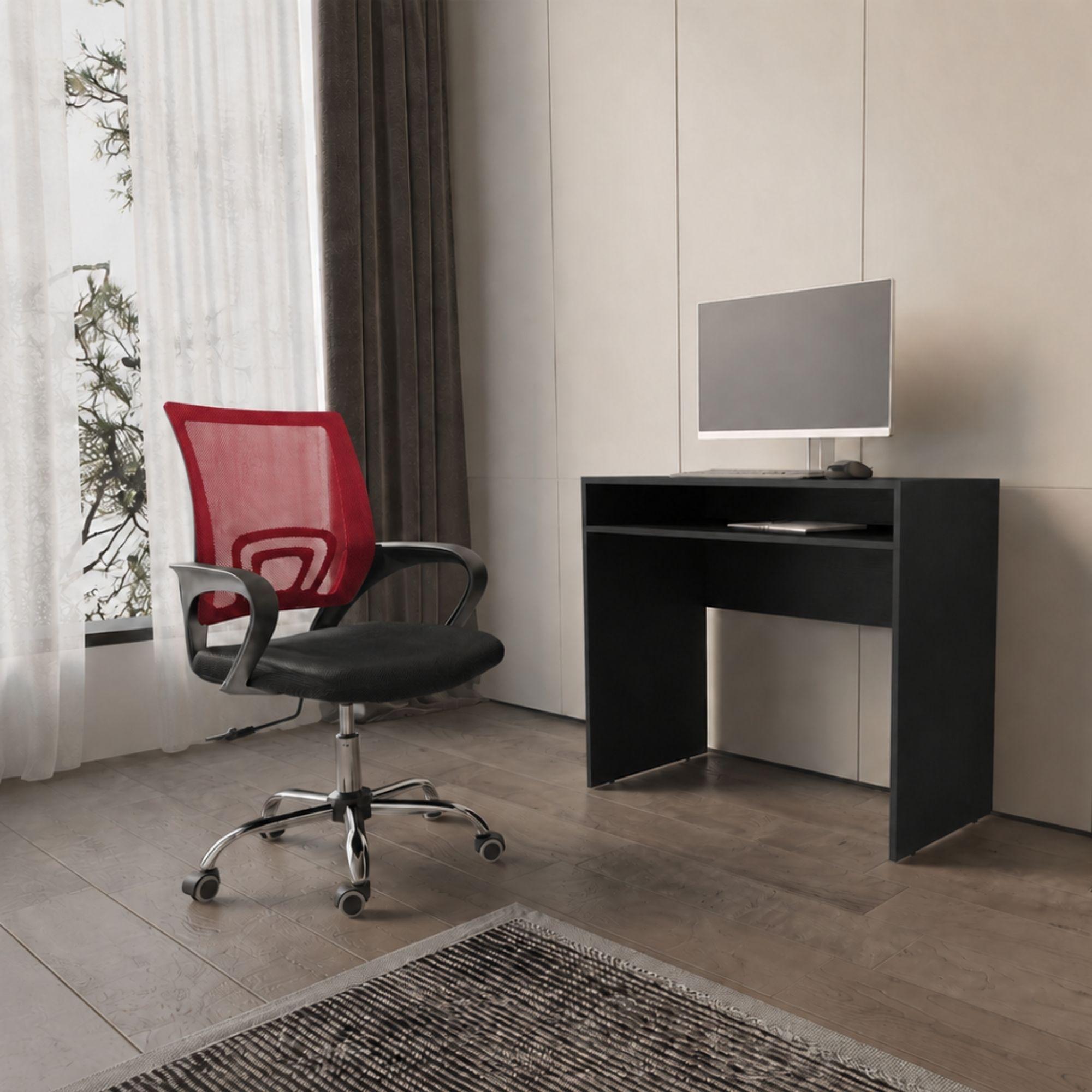 Combo Oficina 1 Escritorio Wengue + Silla New York Negra y Roja-0