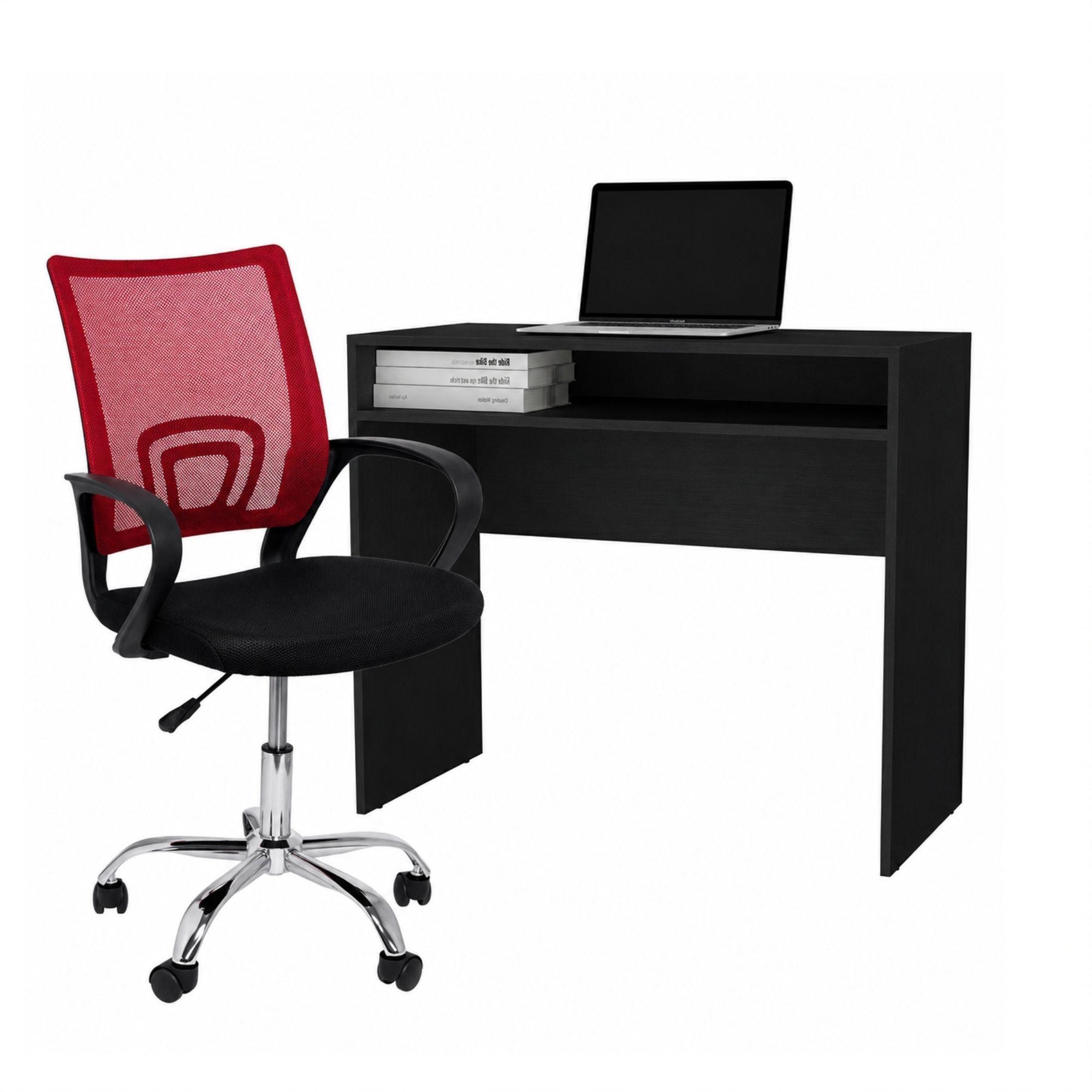 Combo Oficina 1 Escritorio Wengue + Silla New York Negra y Roja-1