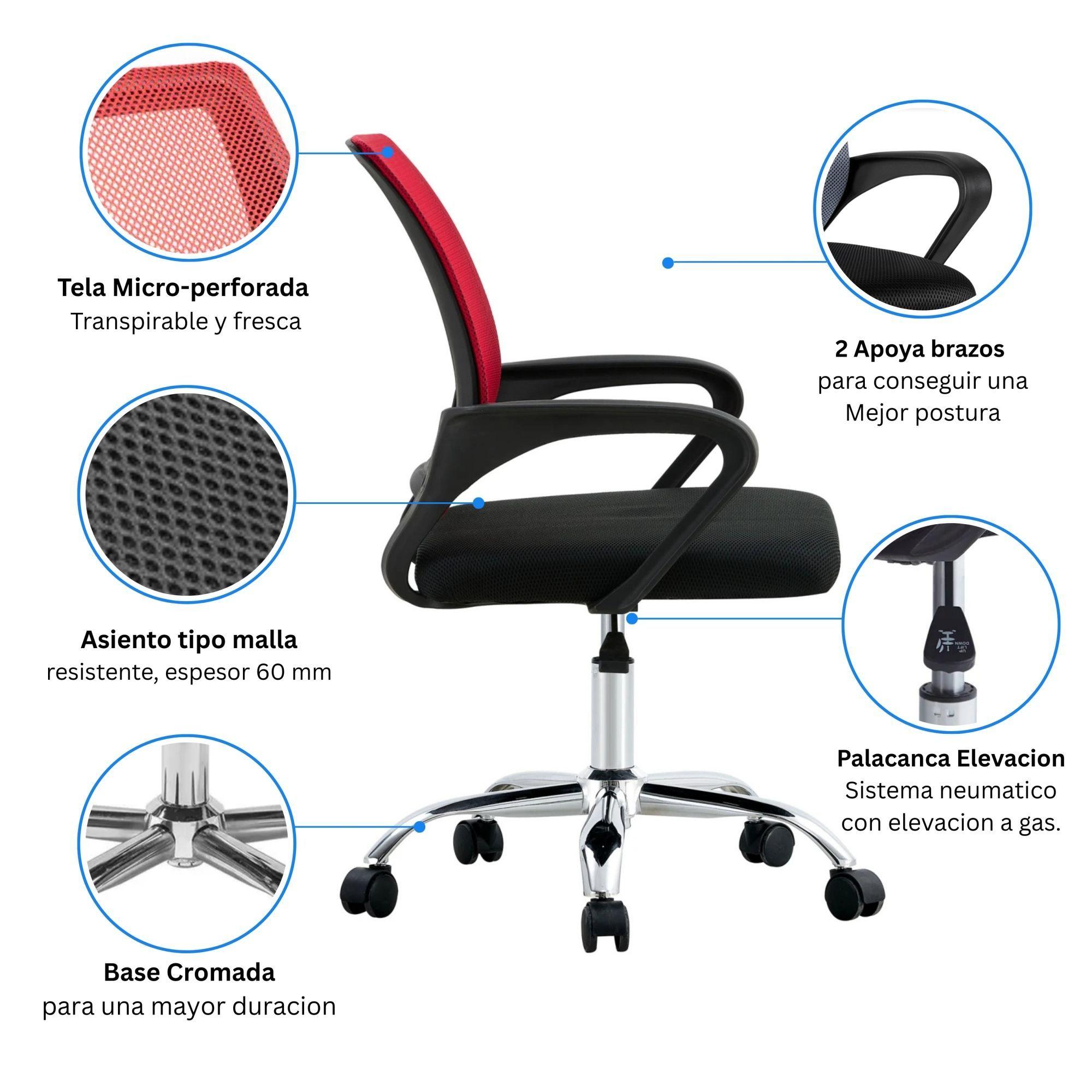 Combo Oficina 1 Escritorio Wengue + Silla New York Negra y Roja-3