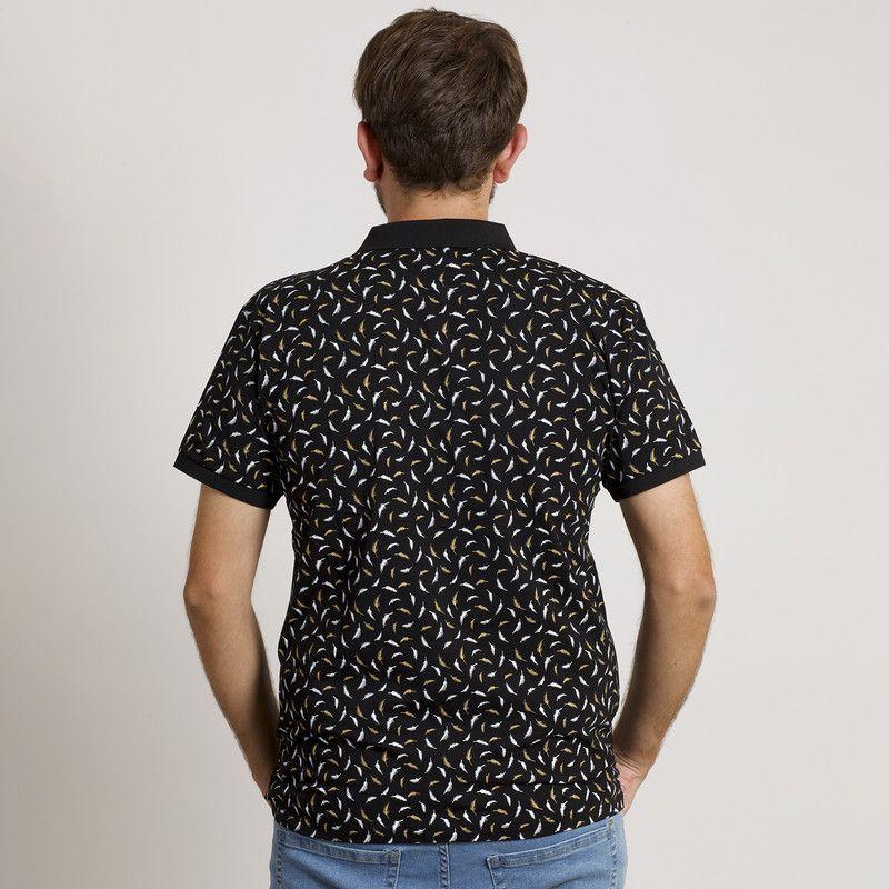 POLERA HOMBRE MC CUELLO POLO NEGRA / PLUMAS-4