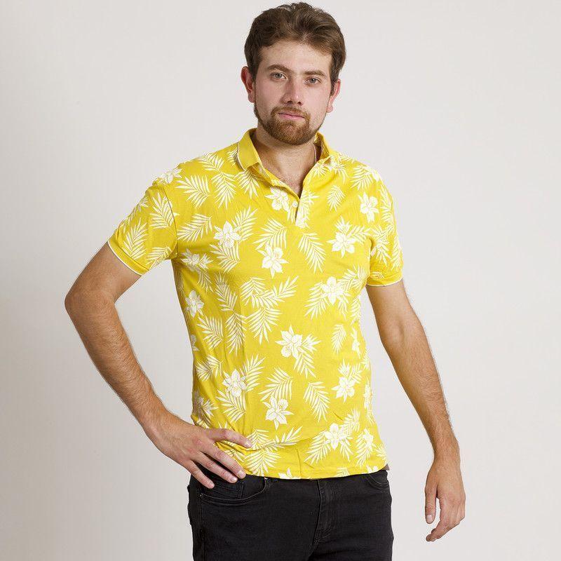 POLERA HOMBRE HAWAIANA MC CUELLO POLO AMARILLA-2