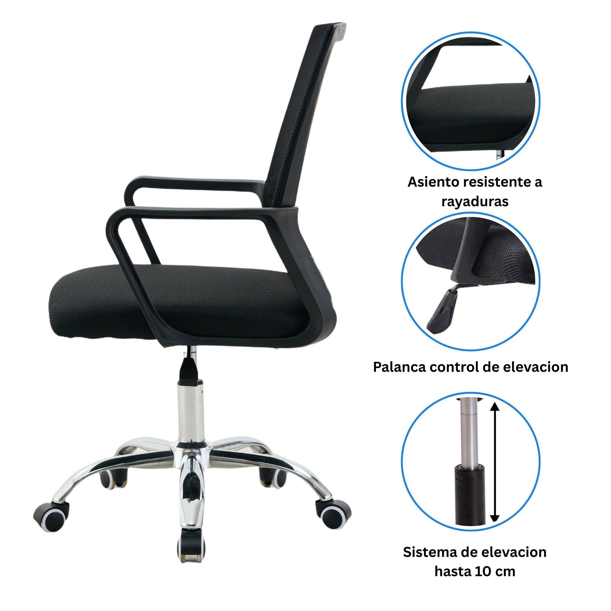 Silla de Oficina Negra Ergonómica Ajustable Santiago-3